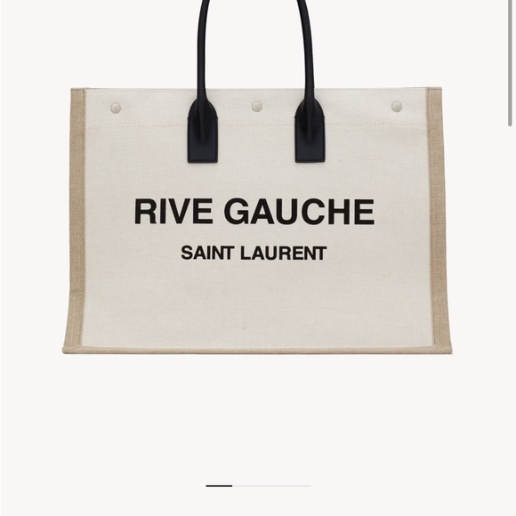 YSL Rive Gauche Canvas Tote in White Linen - Picture 2 of 14